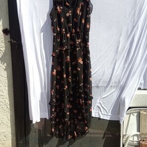 Xhilaration Black Floral Ruffle Tier Maxi Dress